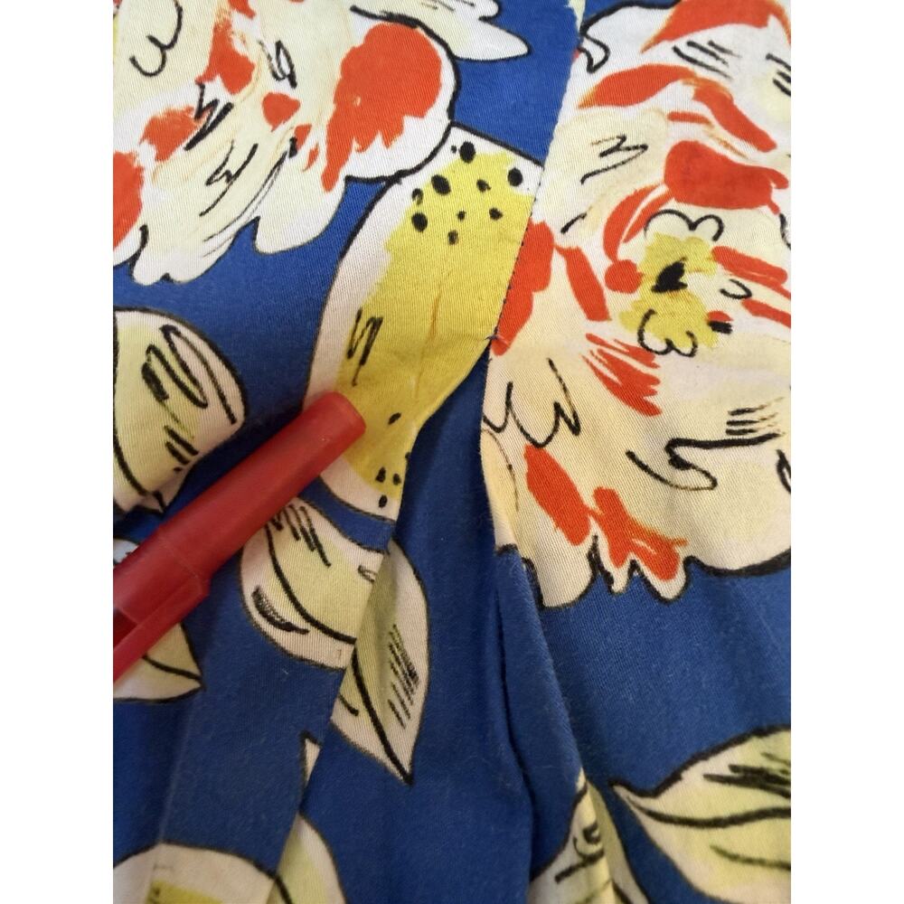 Hunter Bell New York Floral Midi Skirt Size 2 Cotton A-Line Belted Blue Resort - Picture 8 of 10